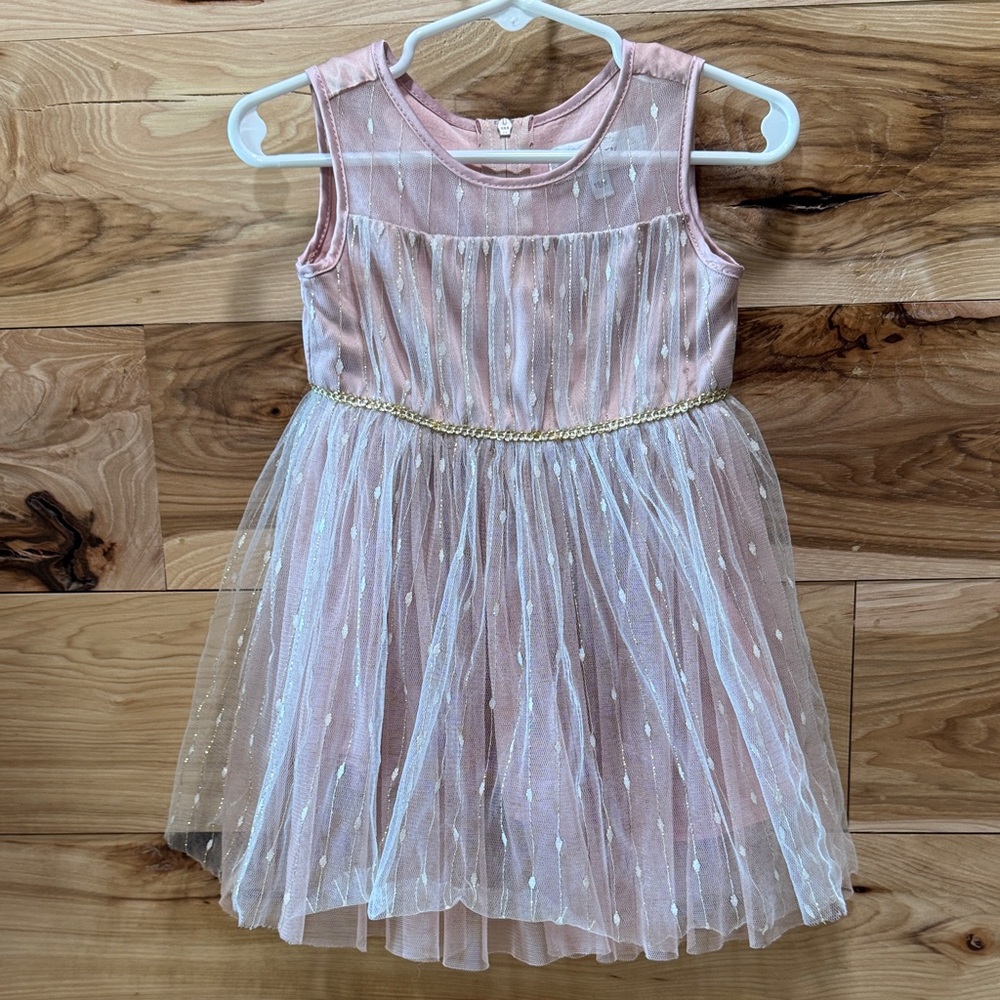 Popatu Pink and Gold Kids Dress